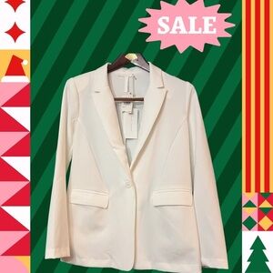 Lush Casual Notch Collar Blazer In white/ Size S/ New With Tag